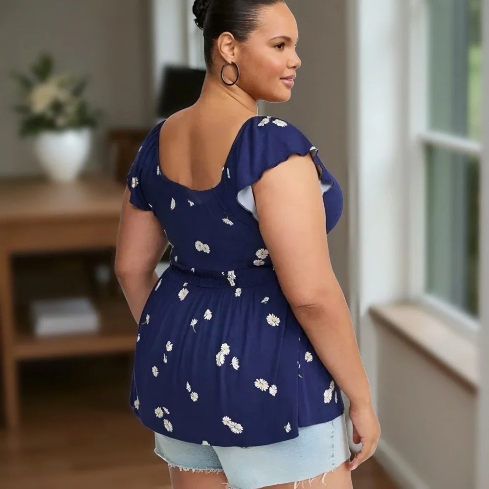 TORRID Super Soft Square Neck Cinched‎ Waist Babydoll Tank Top NWT  Size 1X - Picture 3 of 16